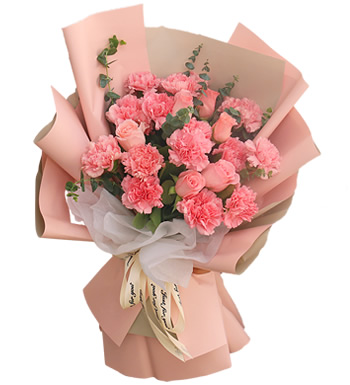 母爱芬芳-粉色康乃馨 粉玫瑰