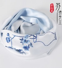 真丝丝巾披肩 - 高档桑蚕丝 手工苏绣 多色可选